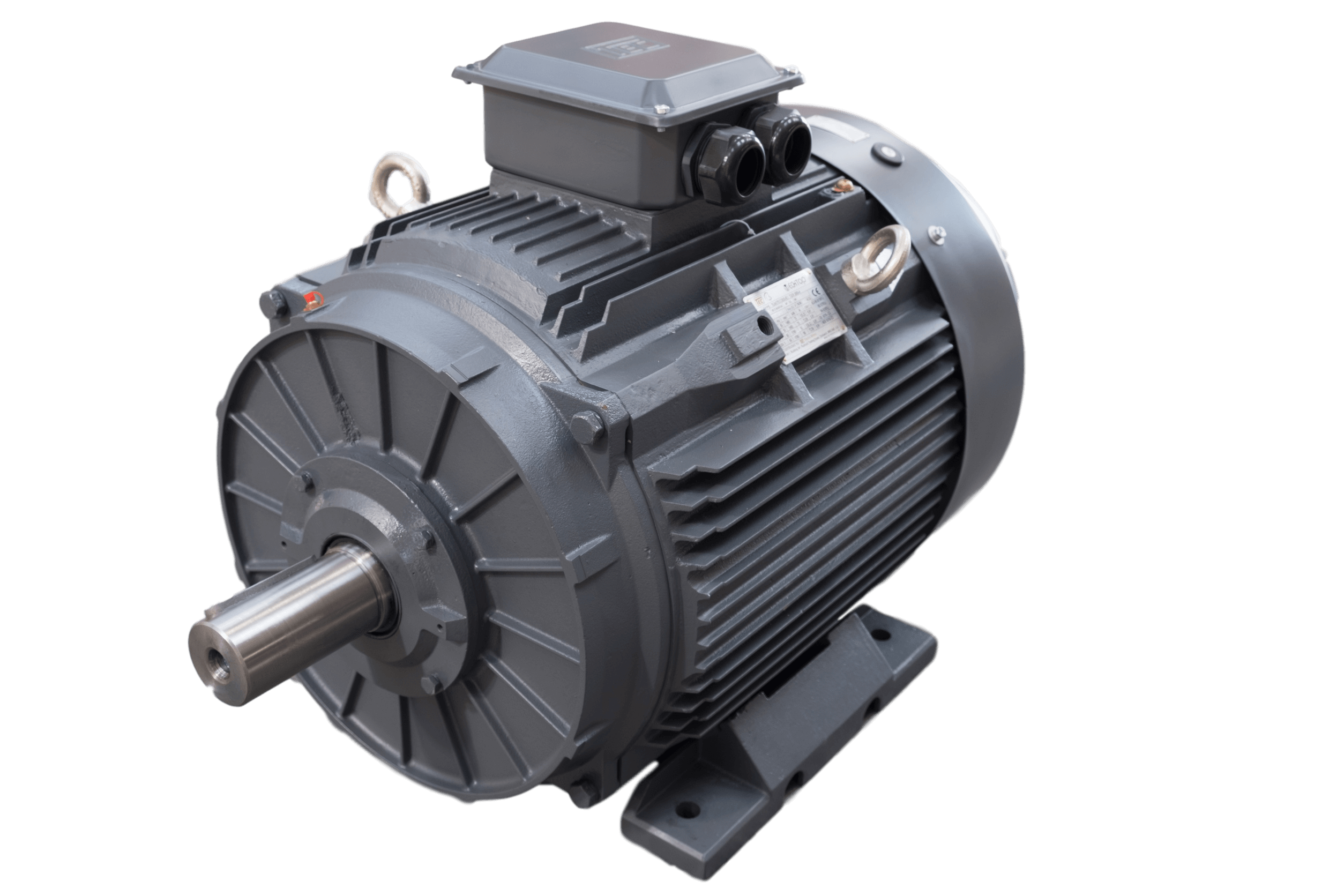 TEC Three Phase Electric Motor, 0.75KW, (1HP), Foot Mounted(B3), 3000rpm(2 pole), IE2 efficiency, 80M Frame, Cast Iron Body