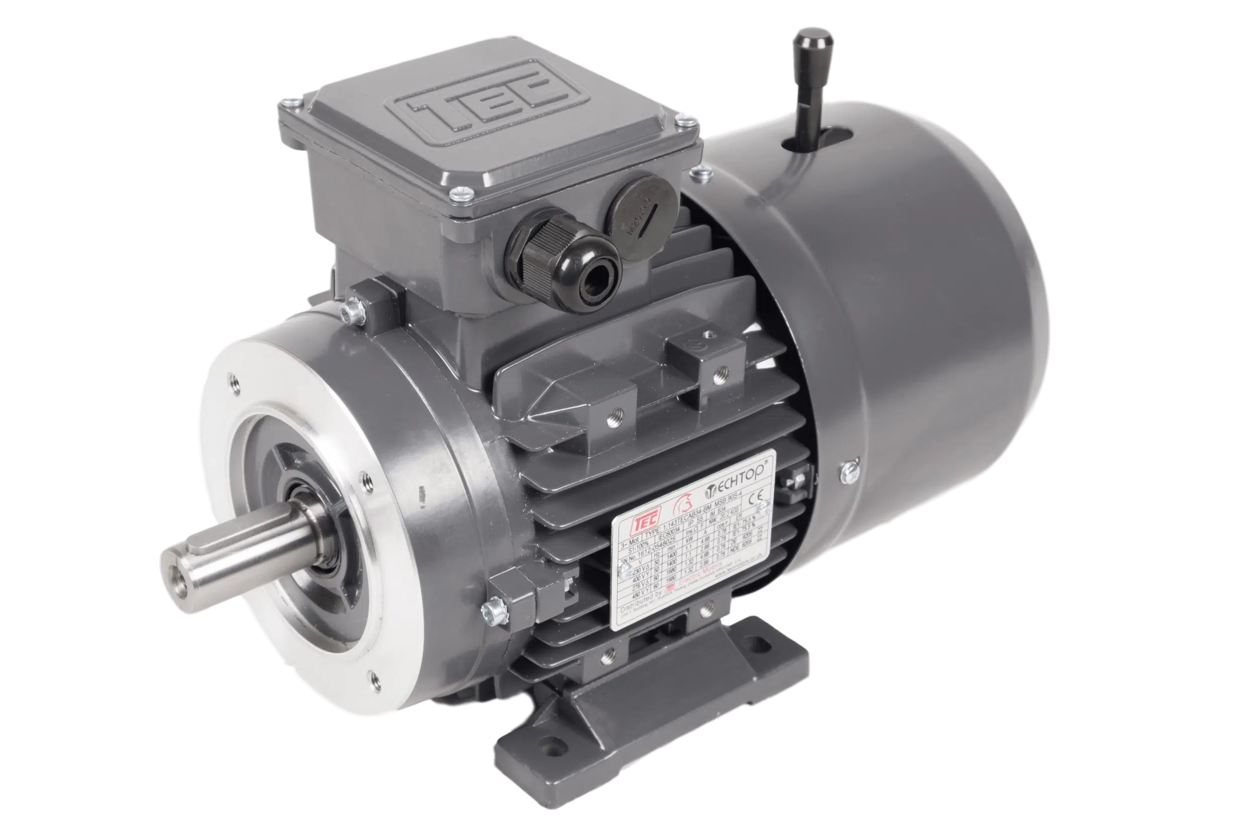 TEC Three Phase Electric Brake Motor, 15KW, (20HP), Flange Mounted(B34), 1500rpm(4 pole), IE2 efficiency, 160 Frame, Aluminium Body