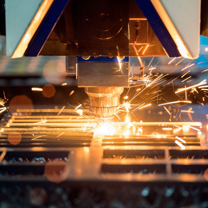 Laser cutting machine cut a metal sheet by cnc system