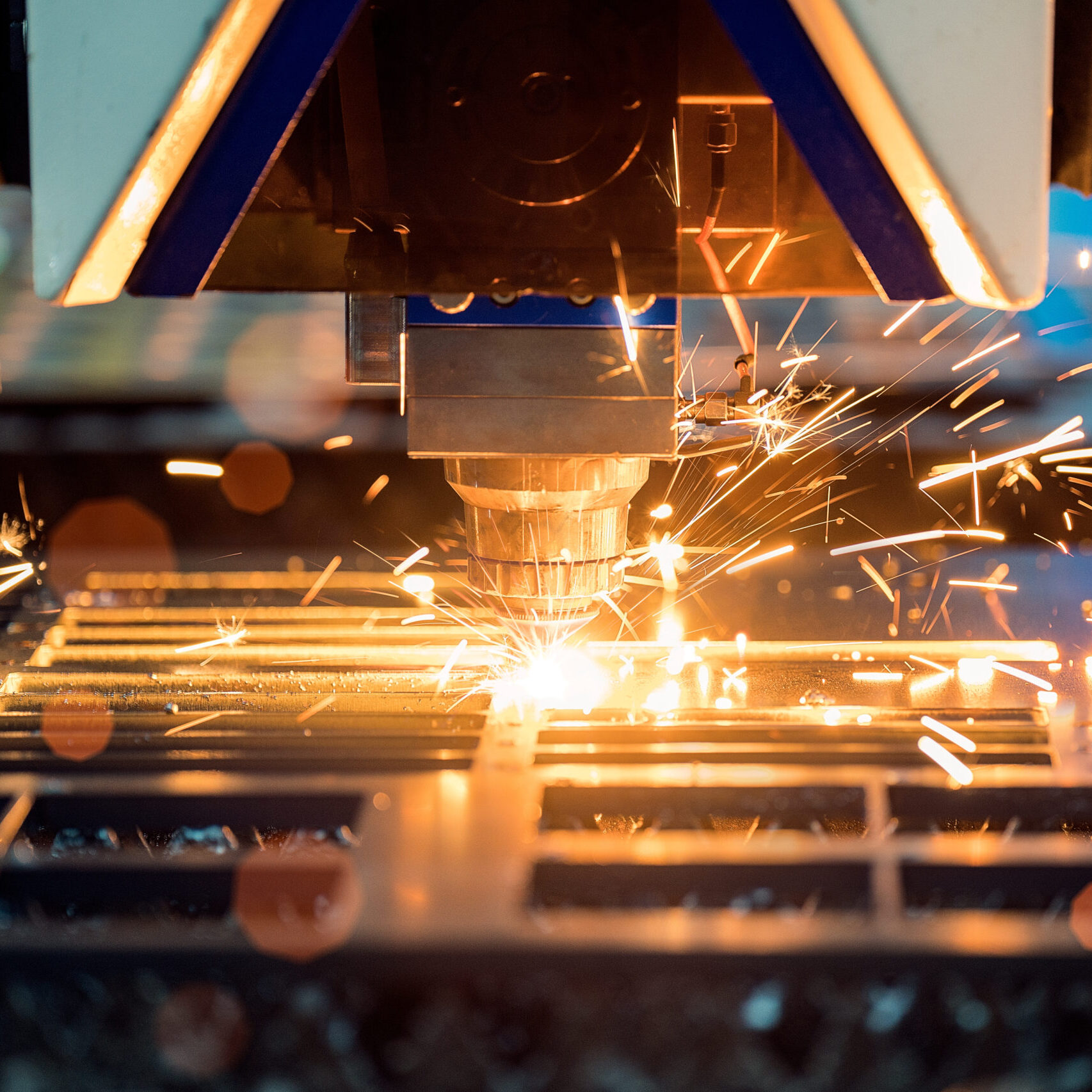 Laser cutting machine cut a metal sheet by cnc system